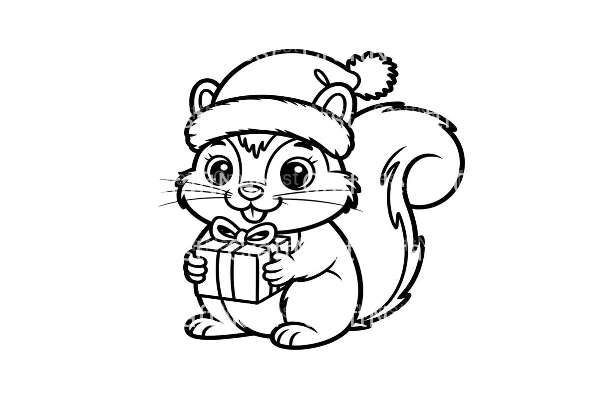 Christmas Squirrel Coloring Books