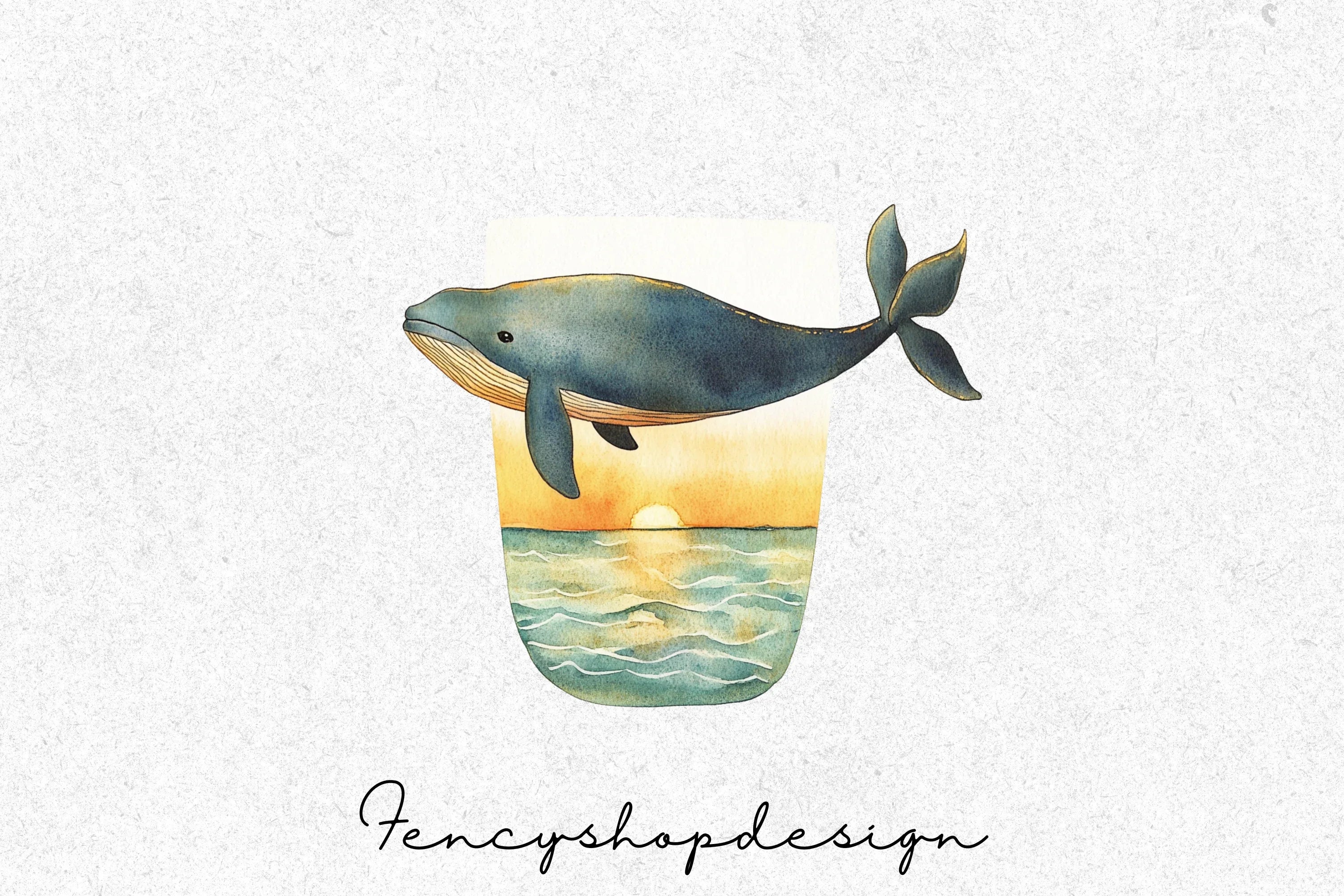 Whale Sunset Jar Clipart Bundle