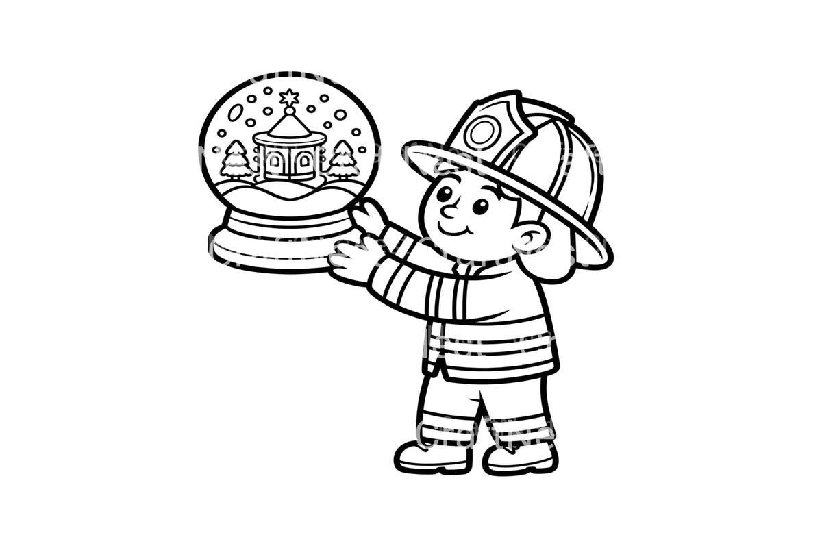 Firefighter Christmas Snow Globe Coloring Books
