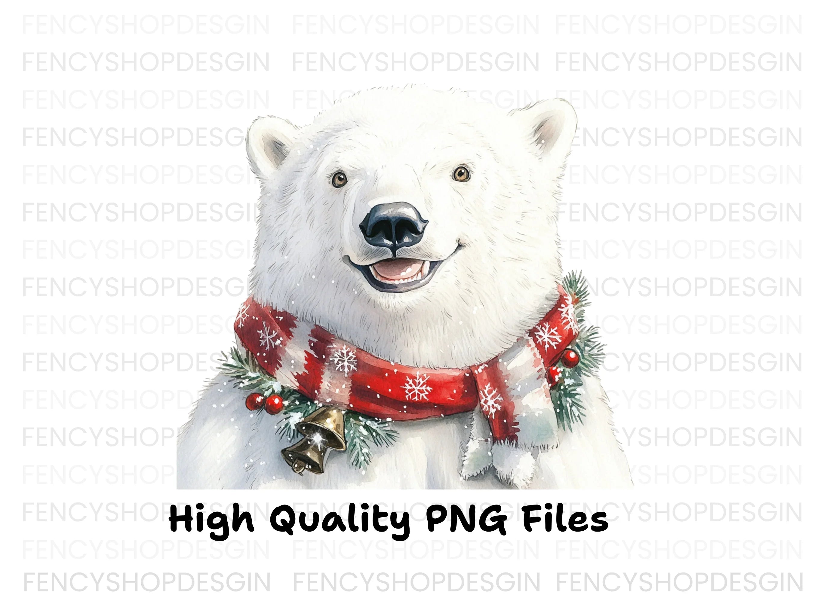 Smiling Polar Bear Christmas Clipart Bundle