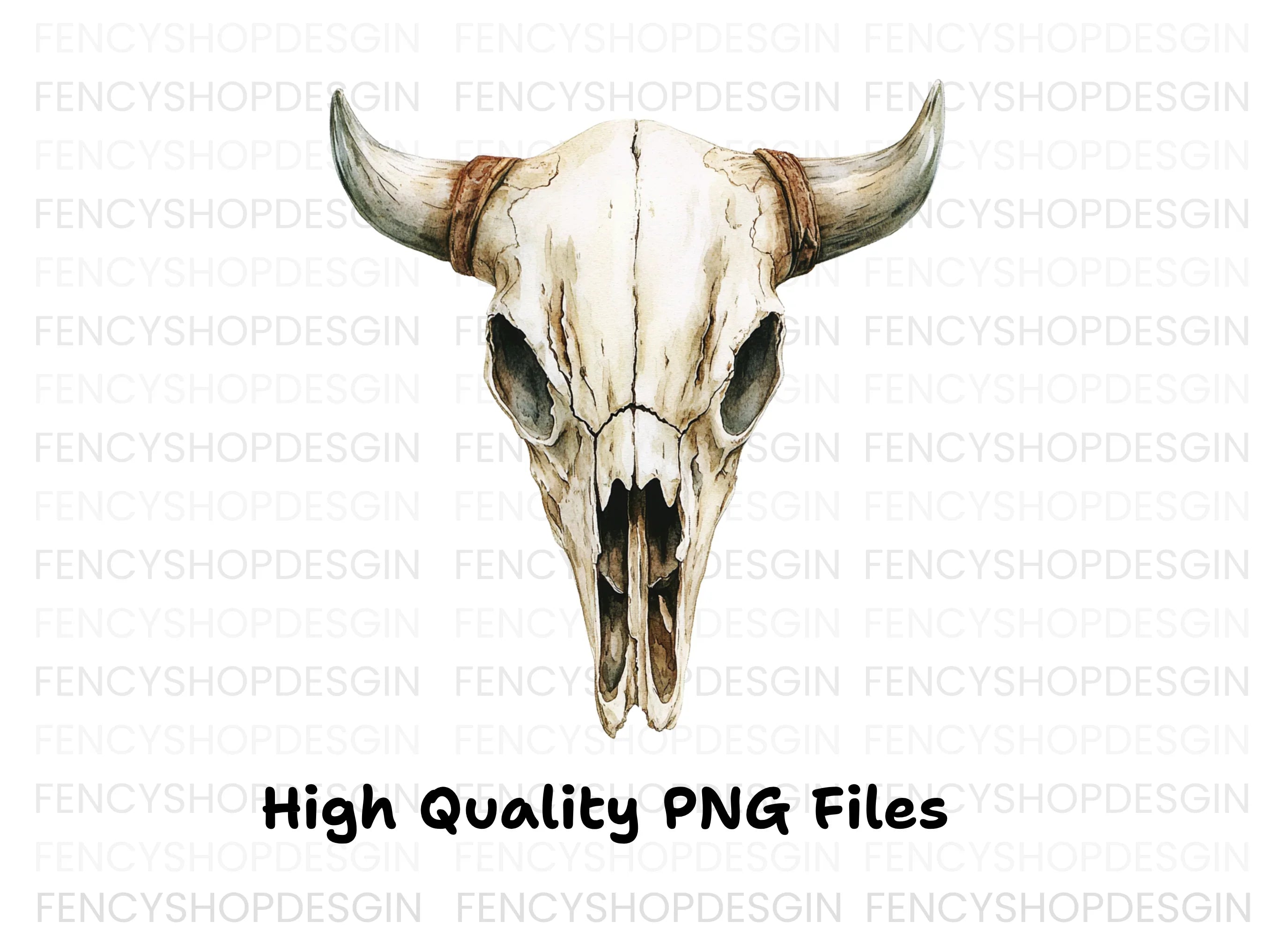 Boho Bull Skull Clipart Bundle