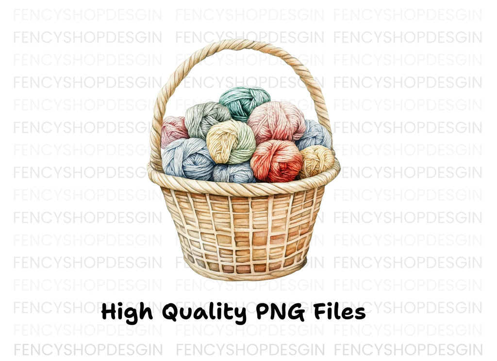 Cozy Yarn Basket Clipart Bundle