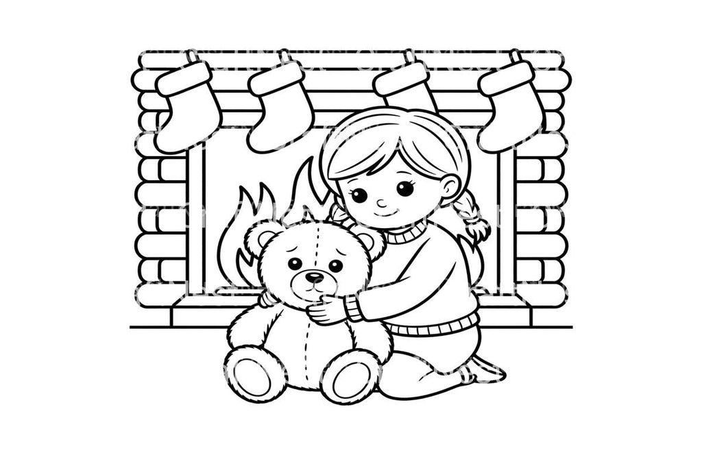 Christmas Fireplace Hug Coloring Books