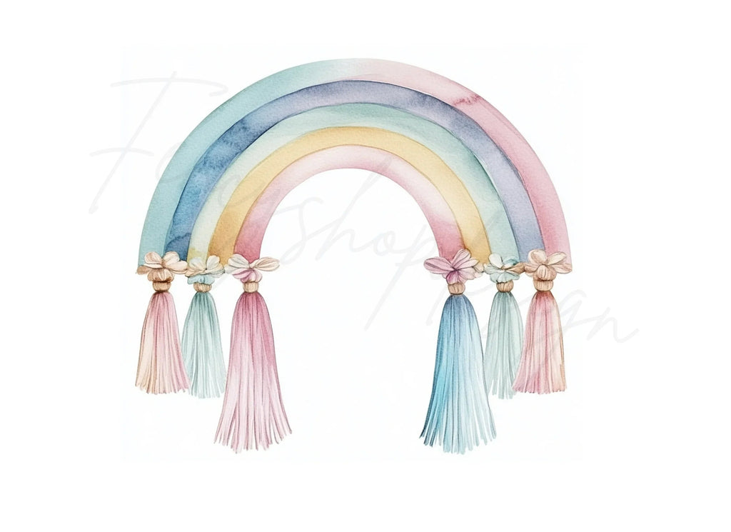 Pastel Rainbow Tassels Clipart Bundle