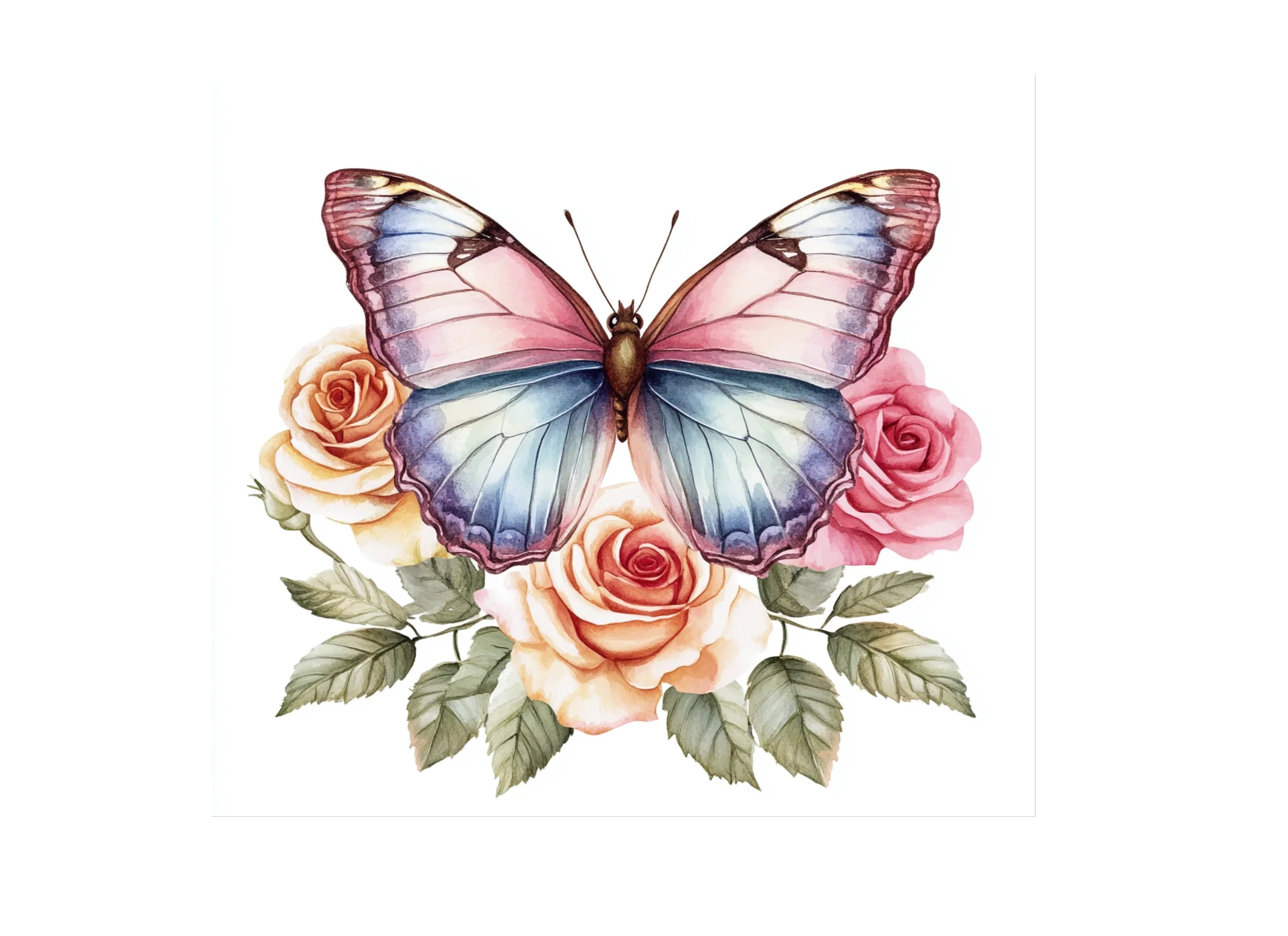 Elegant Butterfly and Rose Clipart Bundle