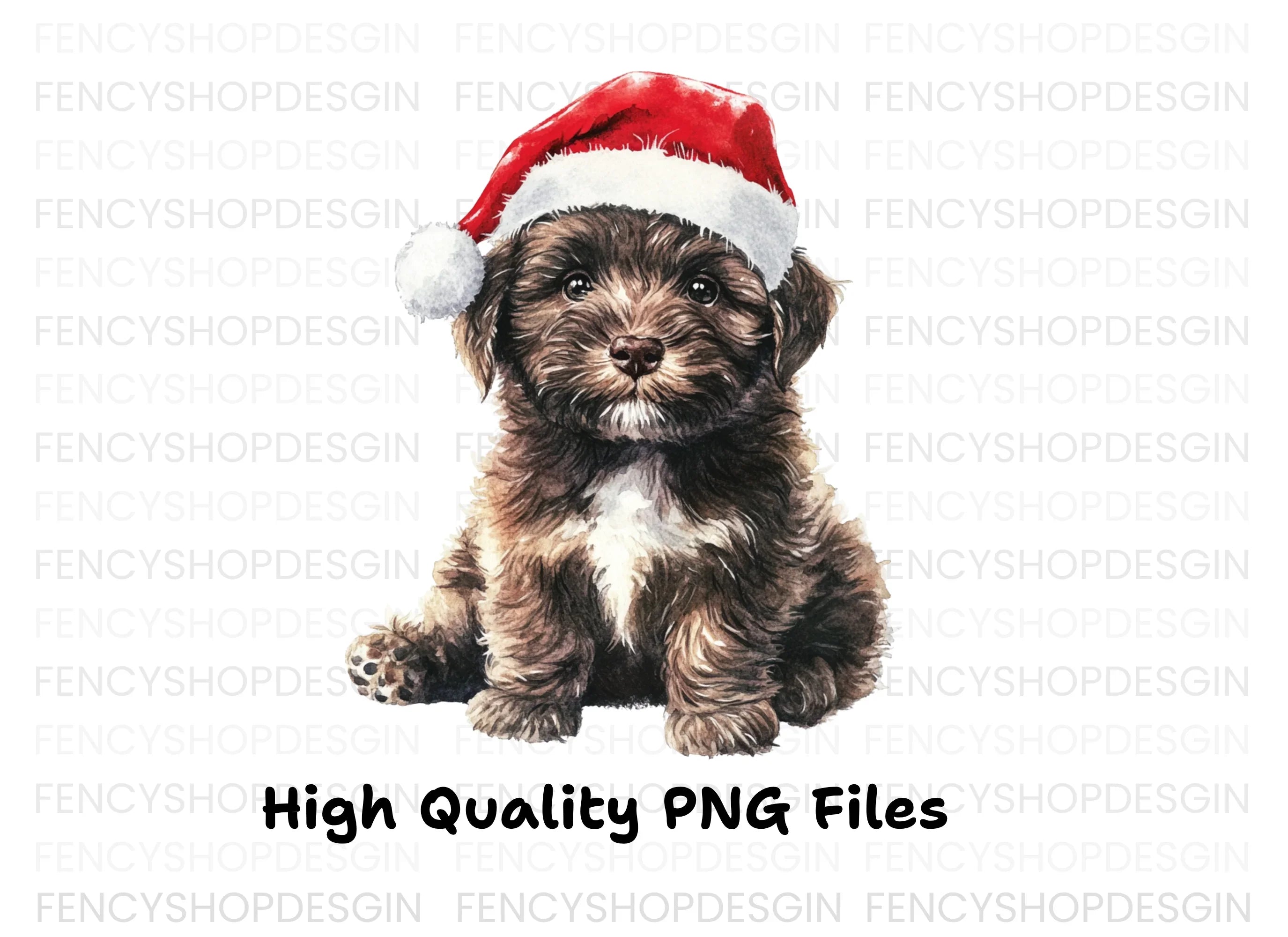 Cute Christmas Puppies with Santa Hats Clipart Bundle