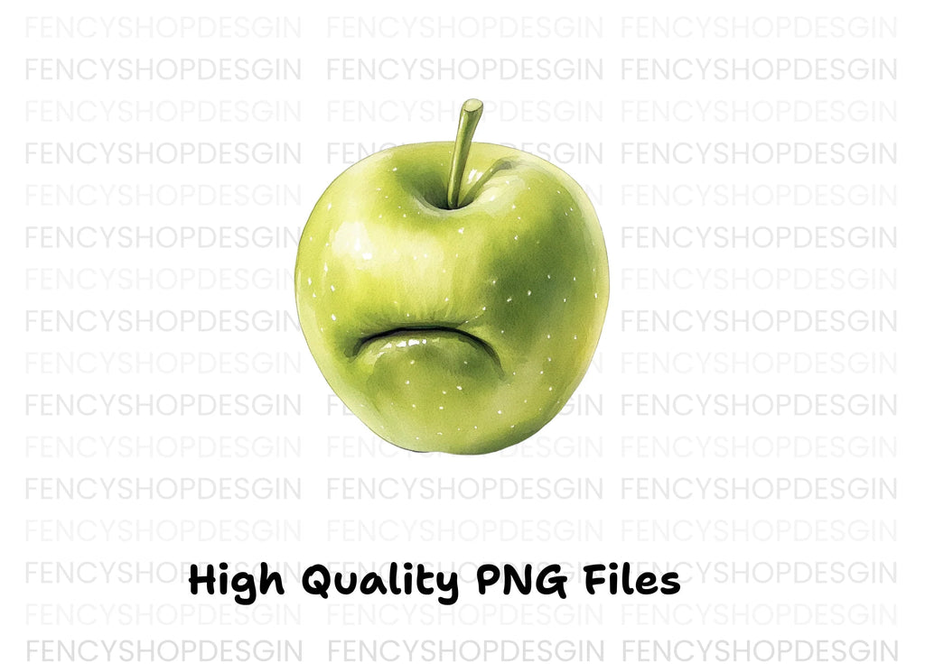 Sad Green Apple Clipart Bundle