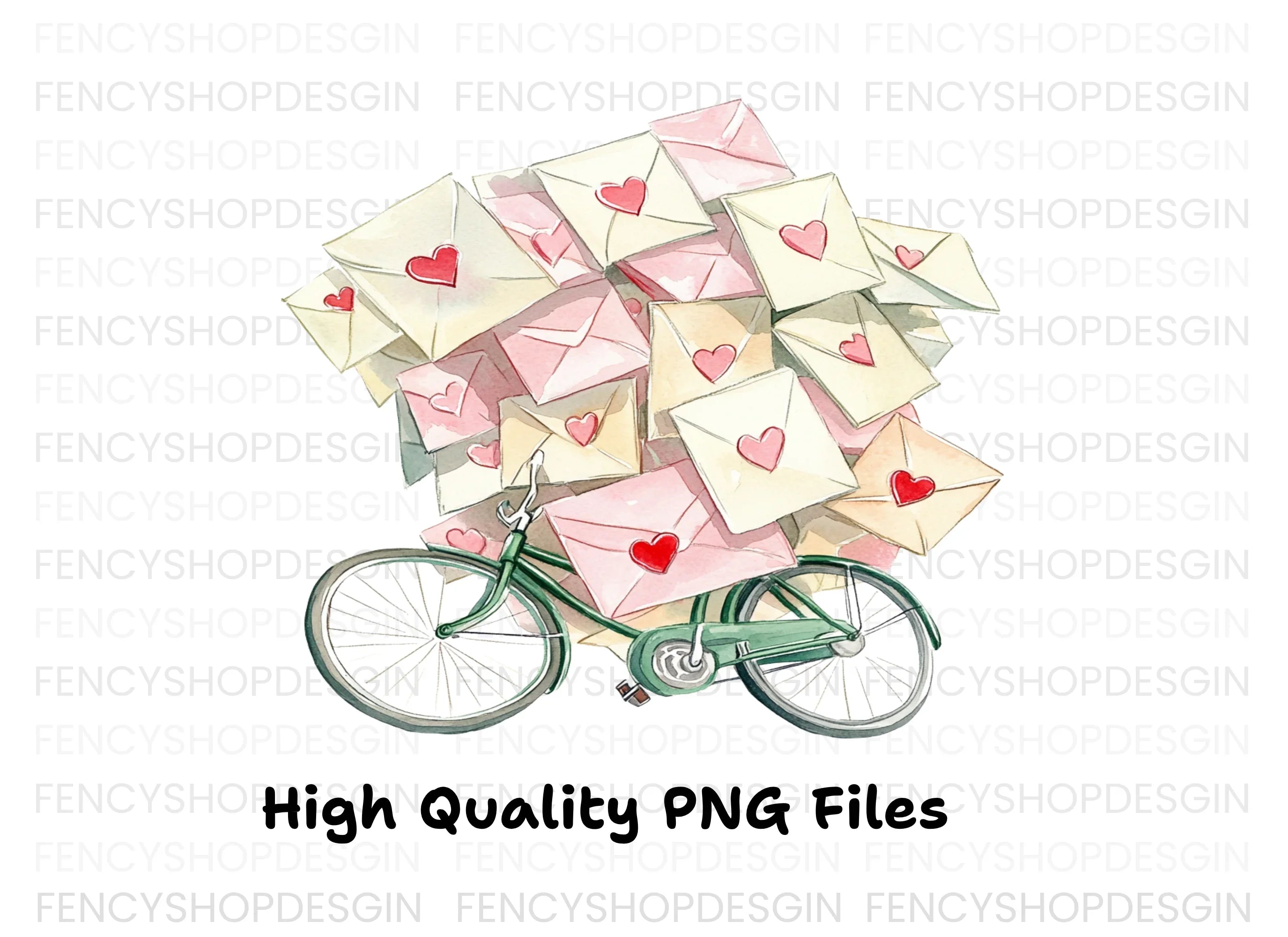 Romantic Bicycle Mail Clipart Bundle