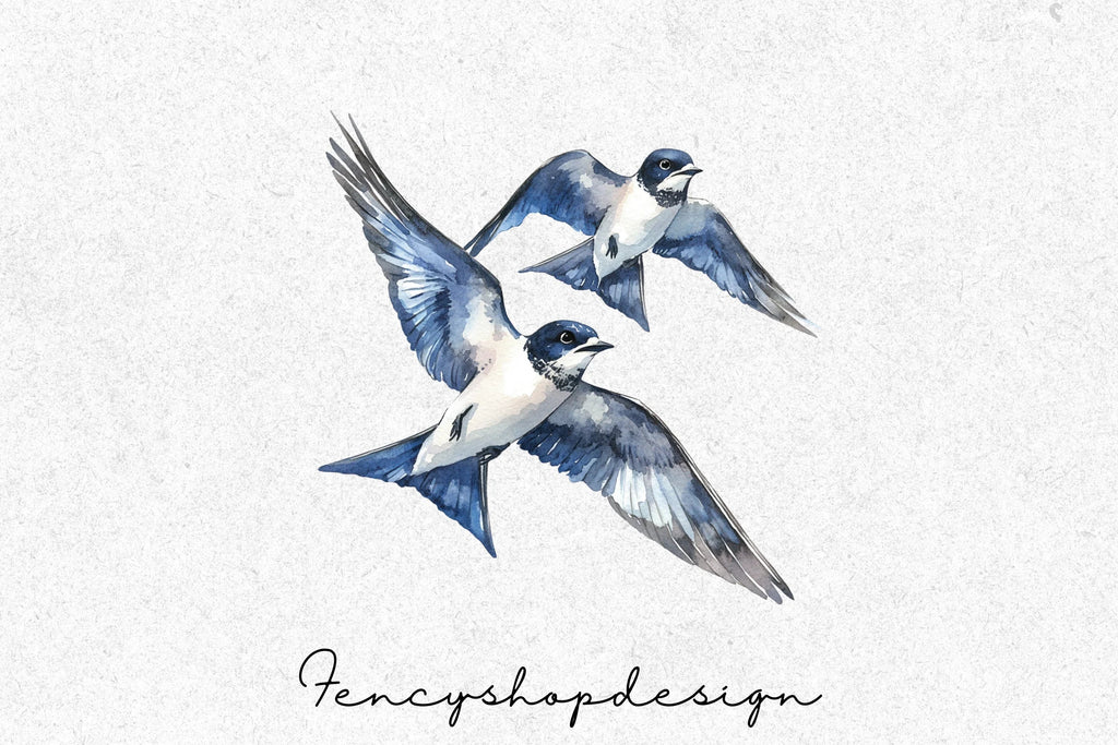 Graceful Flying Swallows Clipart Bundle