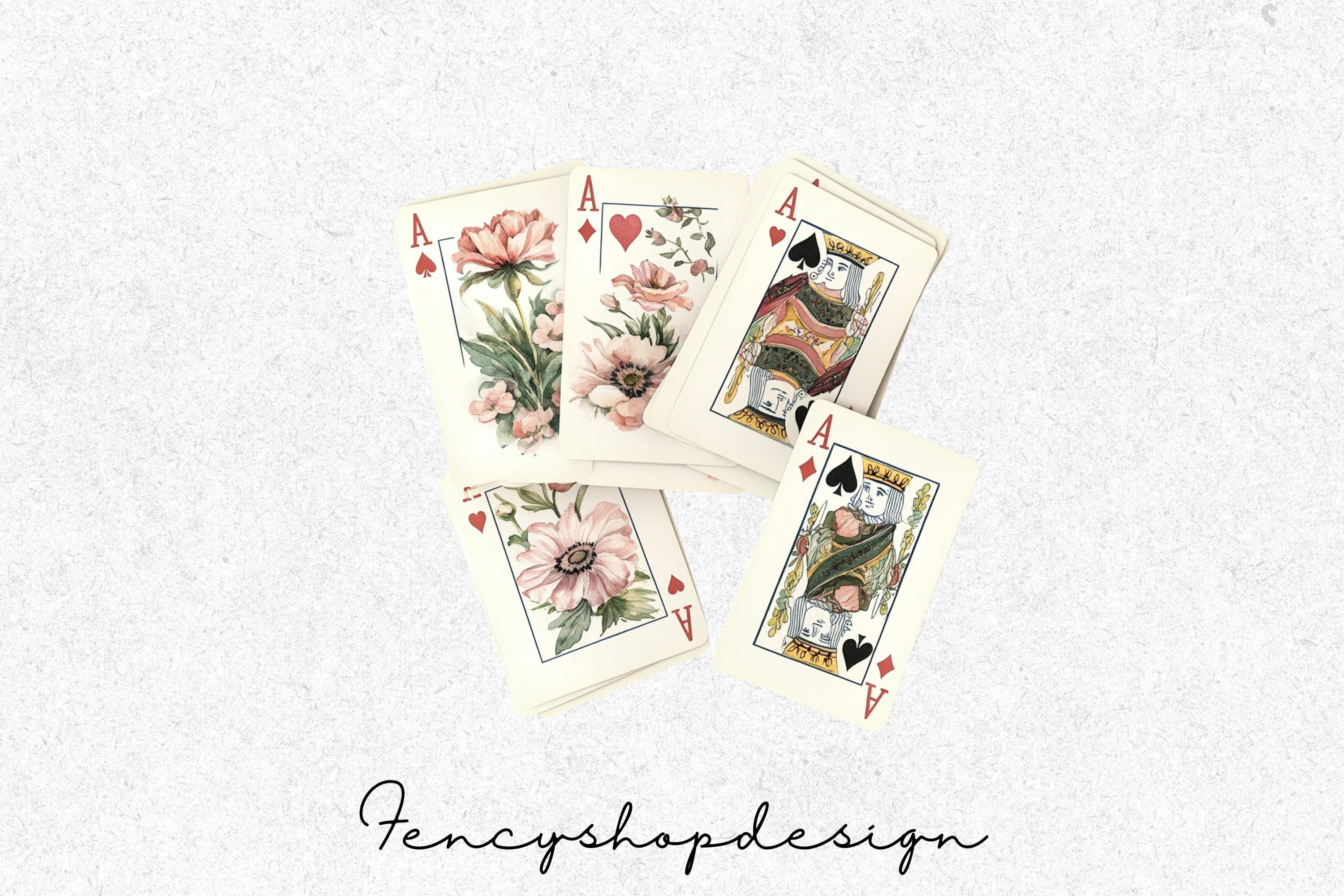 Vintage Floral Playing Cards Clipart Bundle