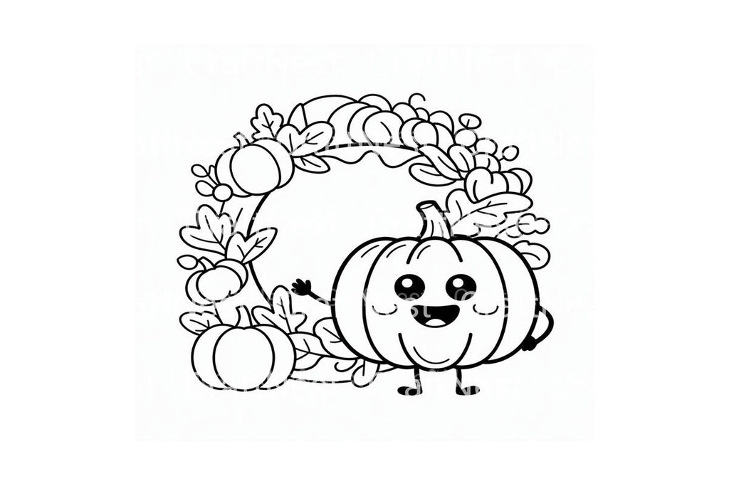 Cute Pumpkin Wreath Coloring Books