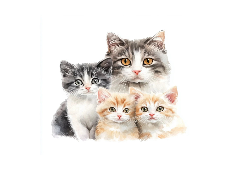 Adorable Cat Family Clipart Bundle