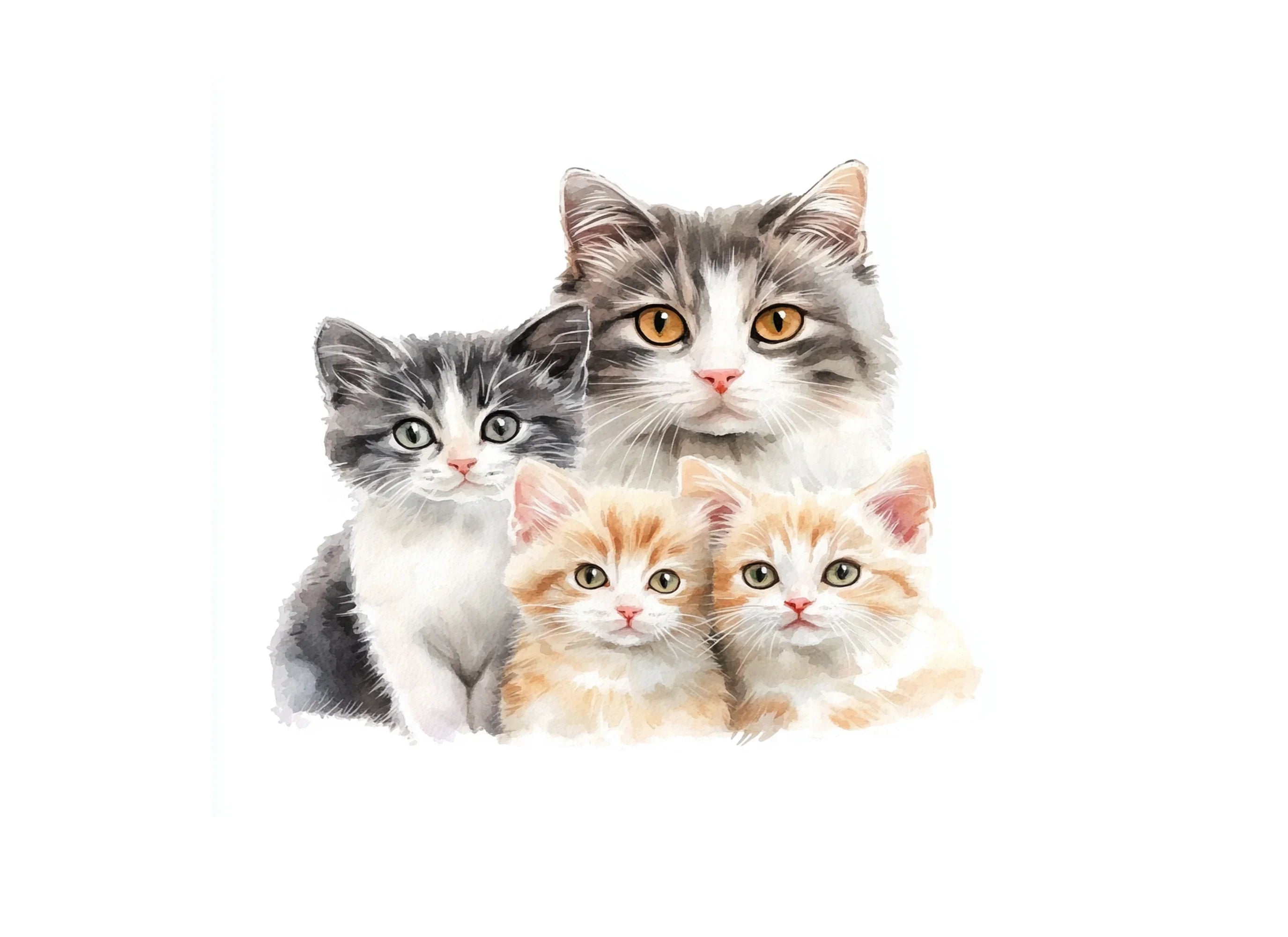 Adorable Cat Family Clipart Bundle