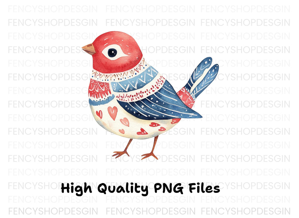 Cute Folk Bird Clipart Bundle