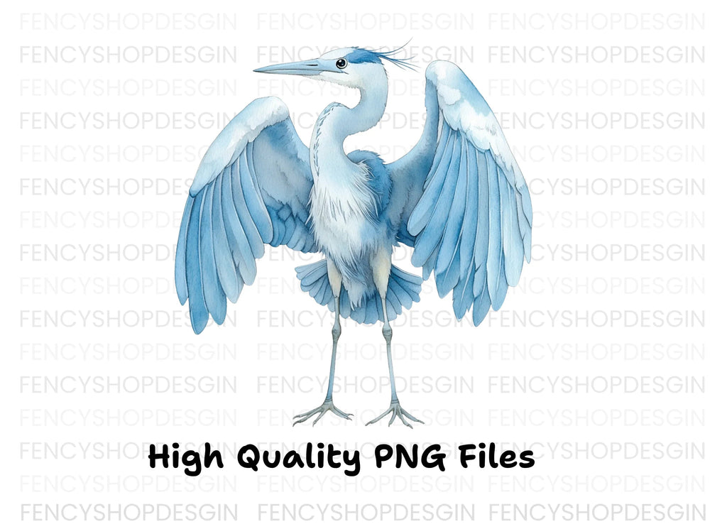 Graceful Heron Open Wings Clipart Bundle