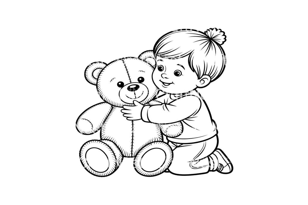 Cute Babies with Teddy Bears Coloring Books
