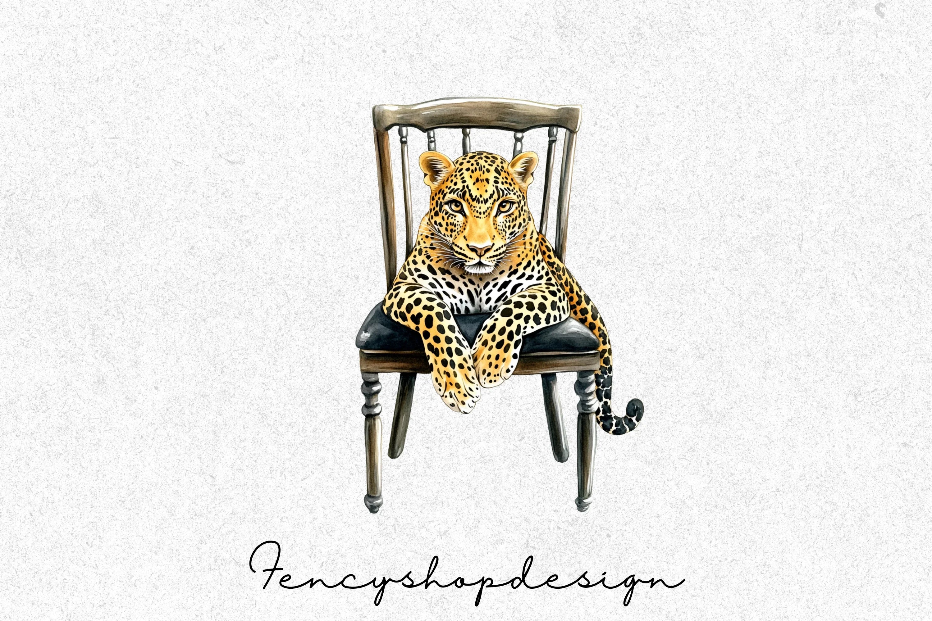 Chic Leopard in Chair Clipart Bundle