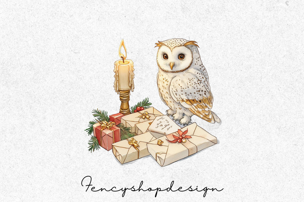 Christmas Owl Mail Clipart Bundle
