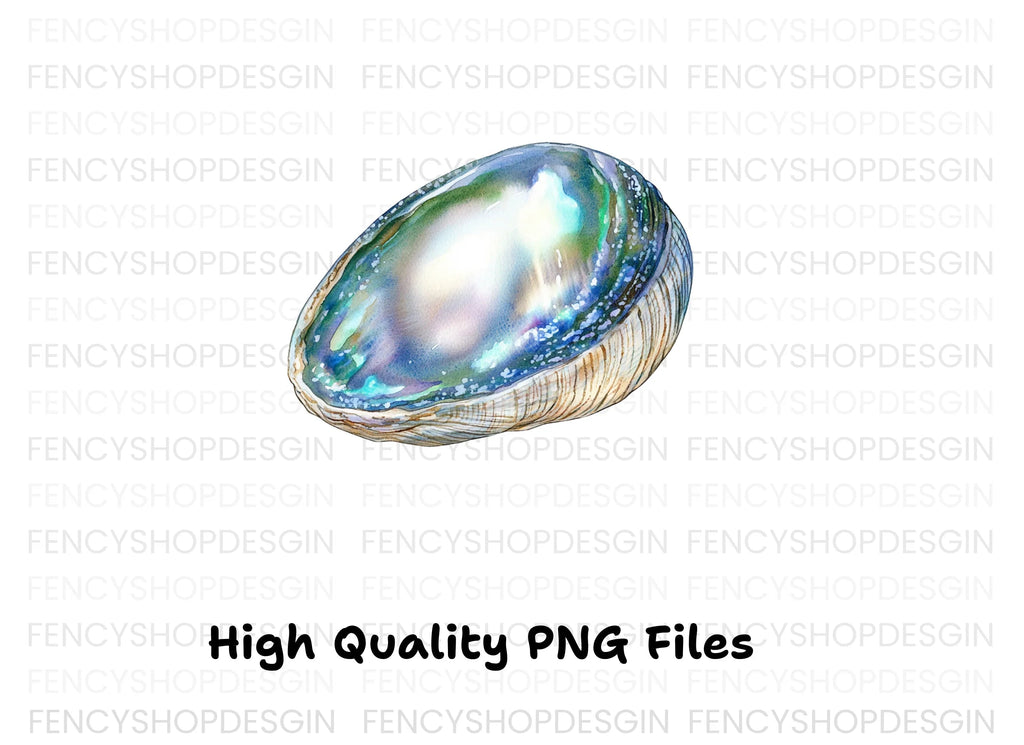 Iridescent Abalone Shells Clipart Bundle