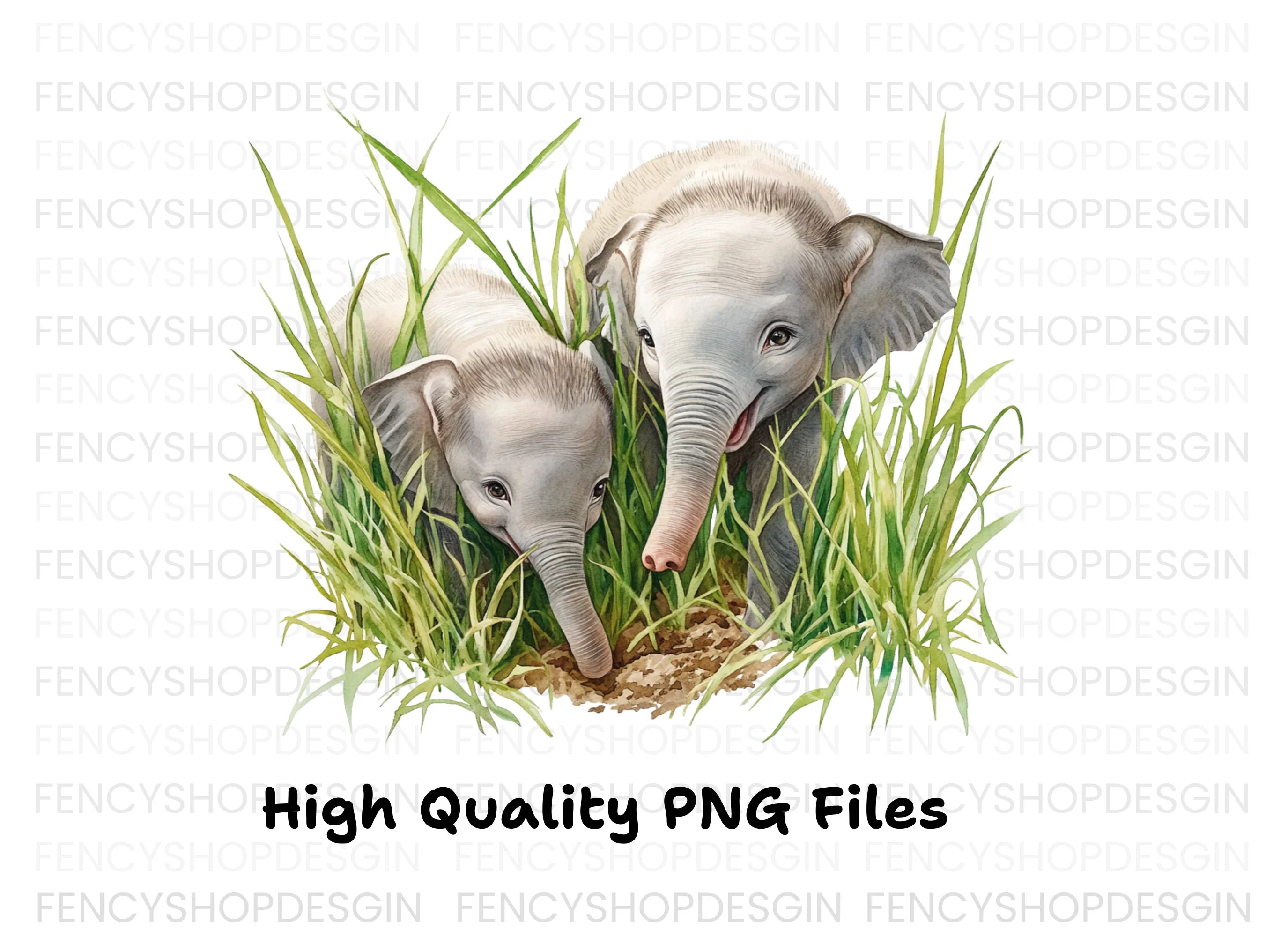 Adorable Baby Elephant Duo Clipart Bundle