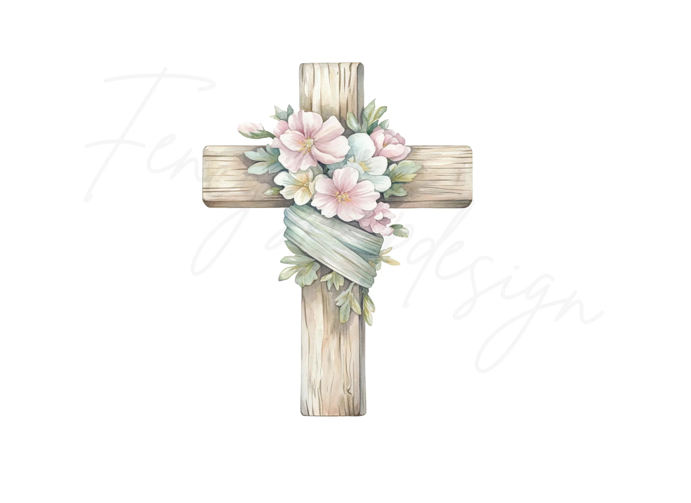 Floral Wooden Crosses Clipart Bundle