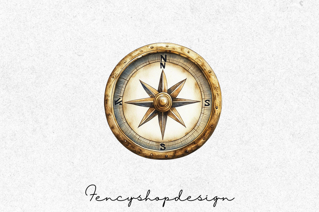 Antique Compass Nautical Clipart Bundle