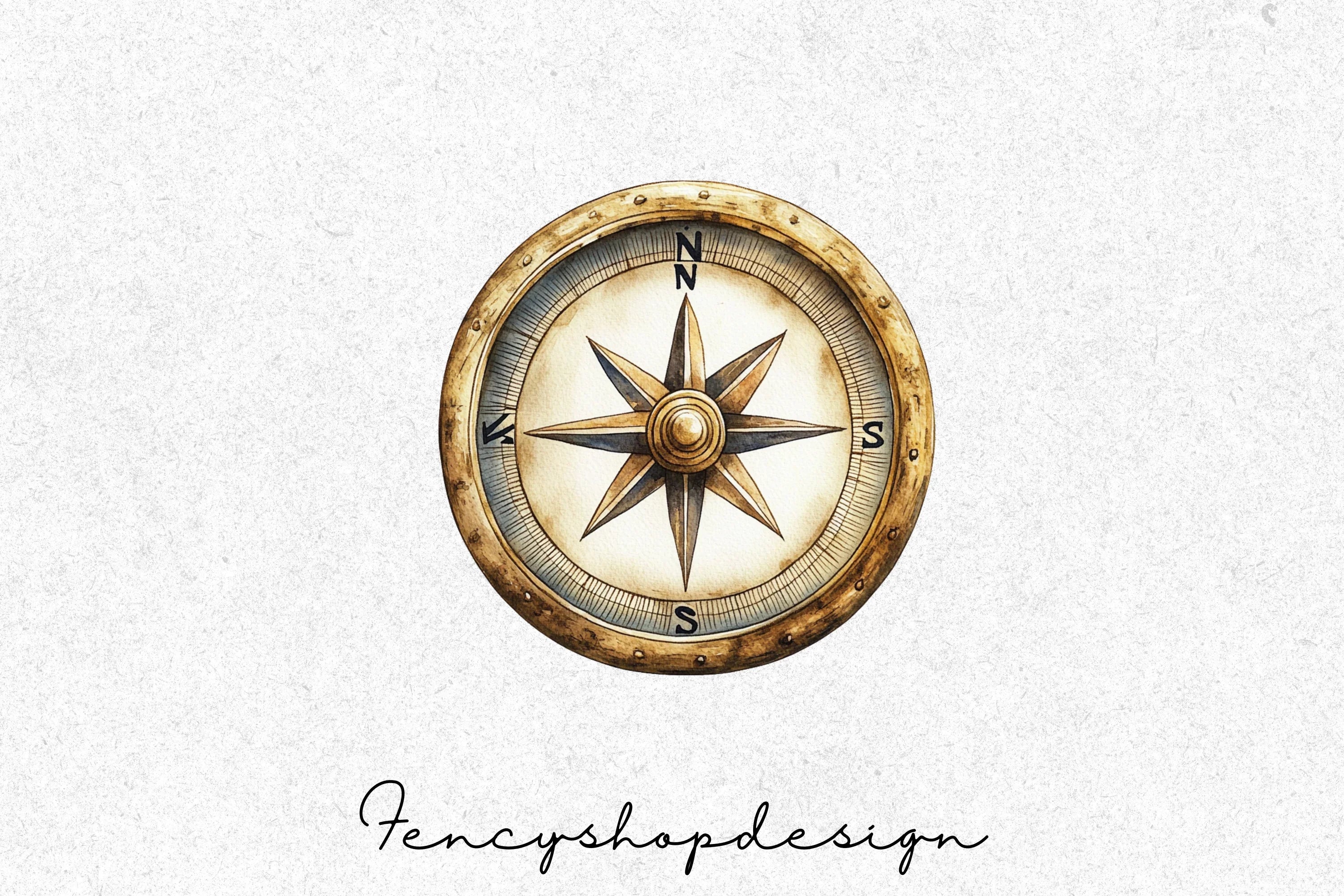 Antique Compass Nautical Clipart Bundle