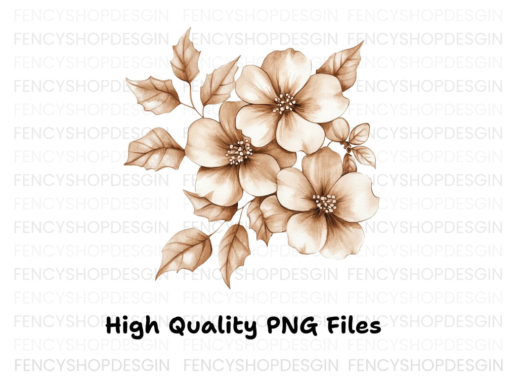 Elegant Sepia Floral Clipart Bundle