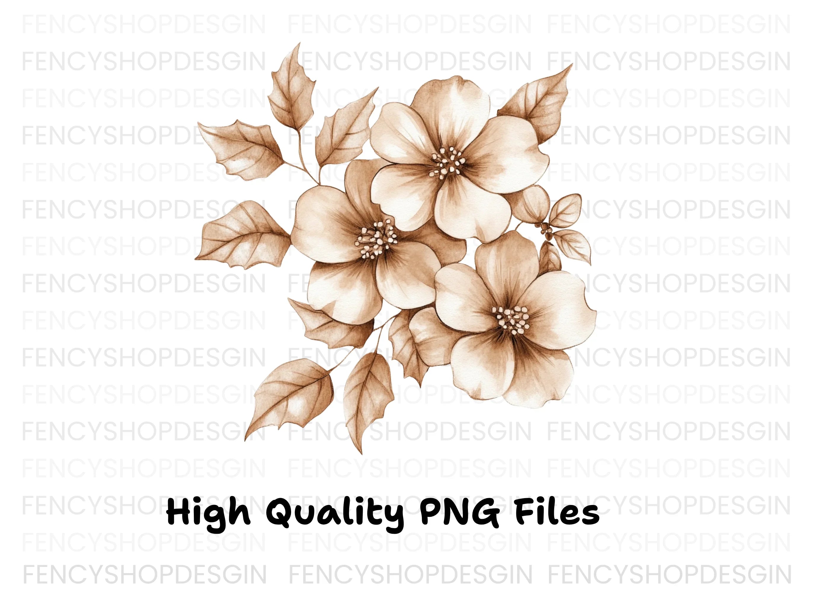 Elegant Sepia Floral Clipart Bundle