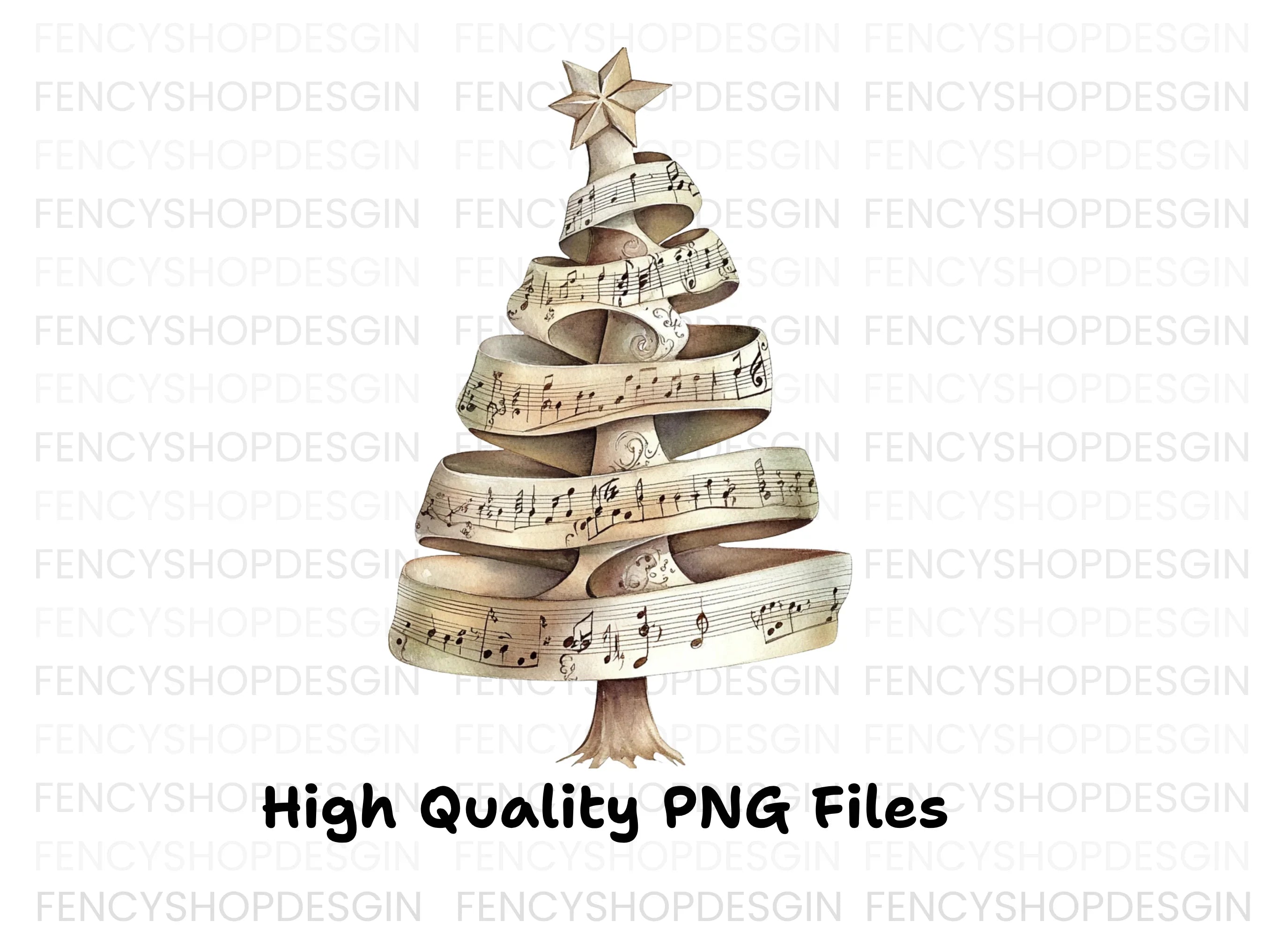 Musical Christmas Tree Clipart Bundle