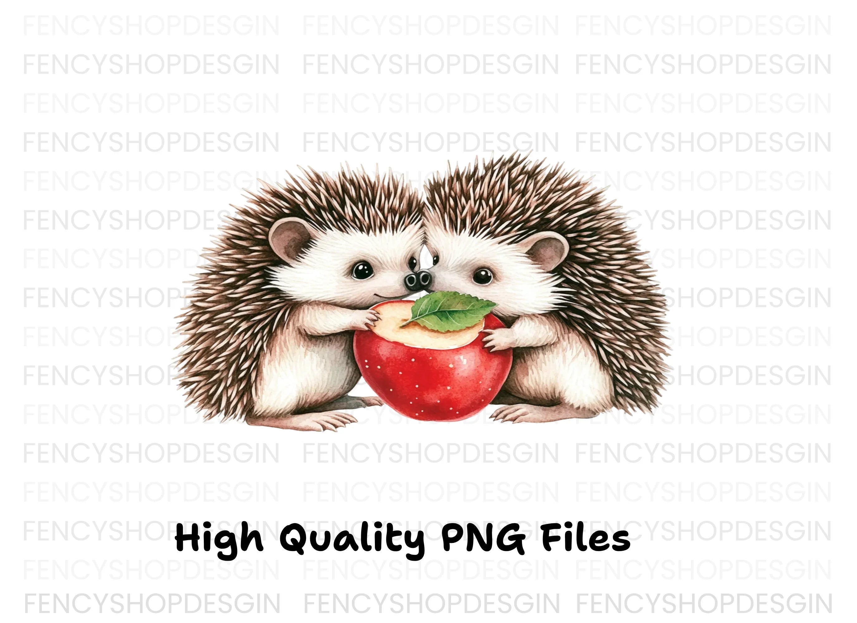 Cute Hedgehogs with Apples Clipart Bundle
