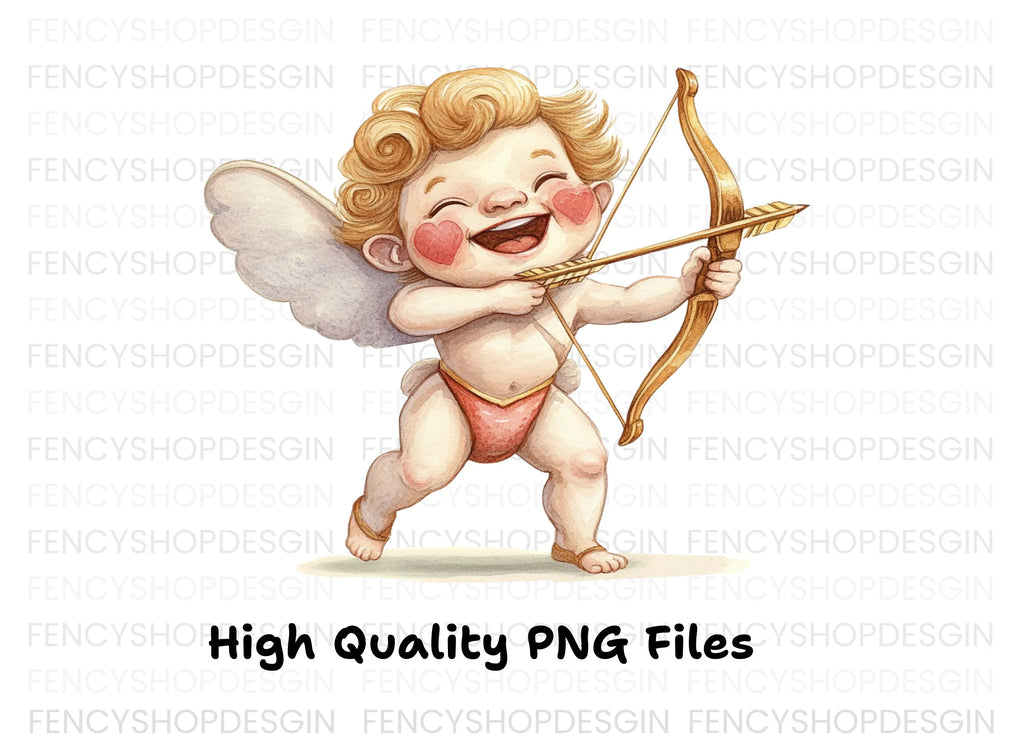 Playful Cupid with Bow and Arrow Clipart Bundle