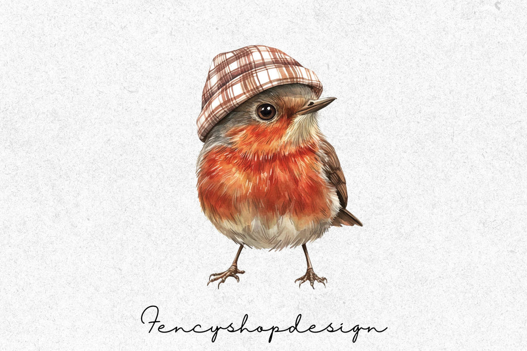 Cozy Christmas Robin Bird Clipart Bundle