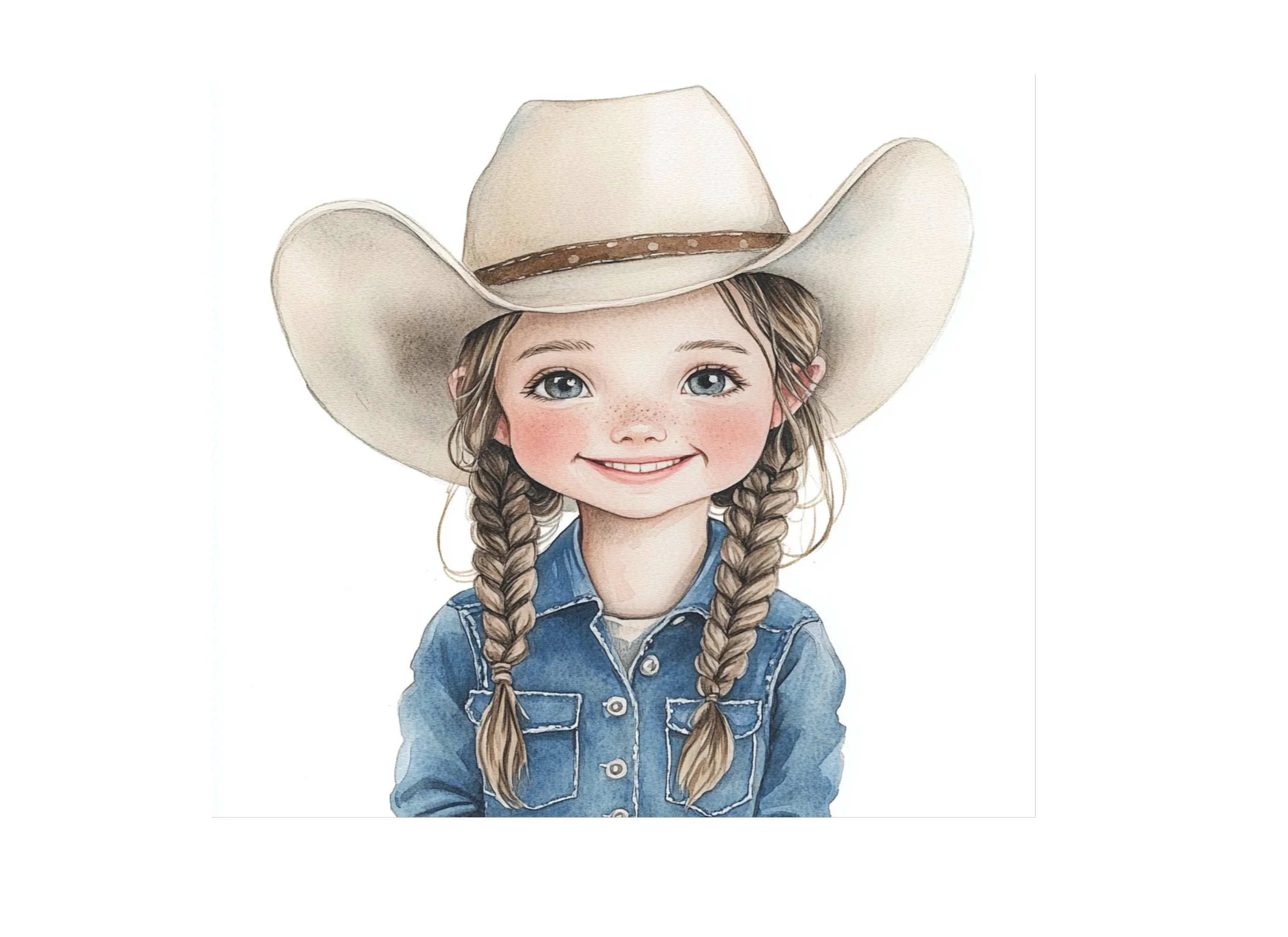 Cute Cowgirl Kids Clipart Bundle