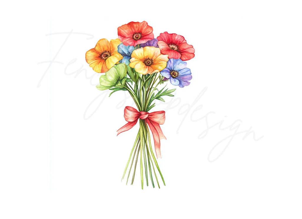 Vibrant Flower Bouquets Clipart Bundle