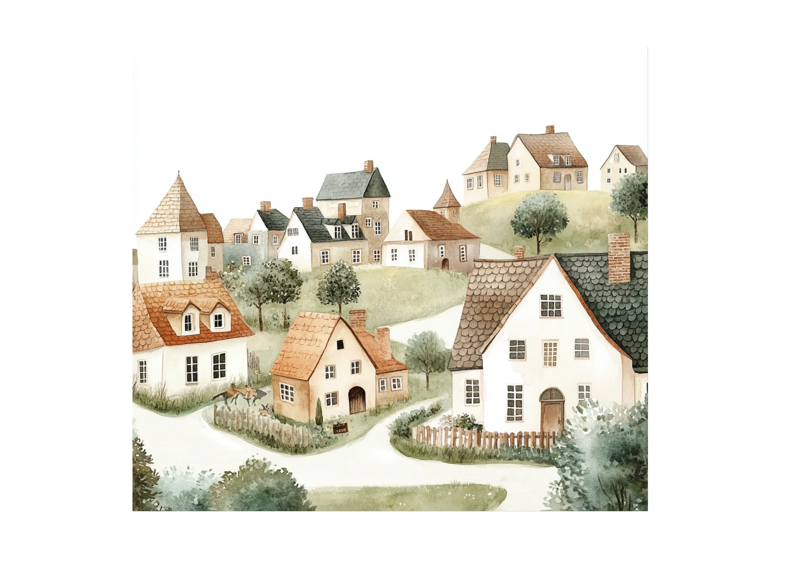 Hillside Village Illustrations Clipart Bundle