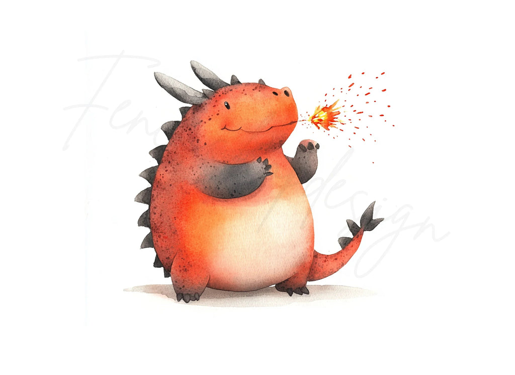 Cute Red Dragon Clipart Bundle