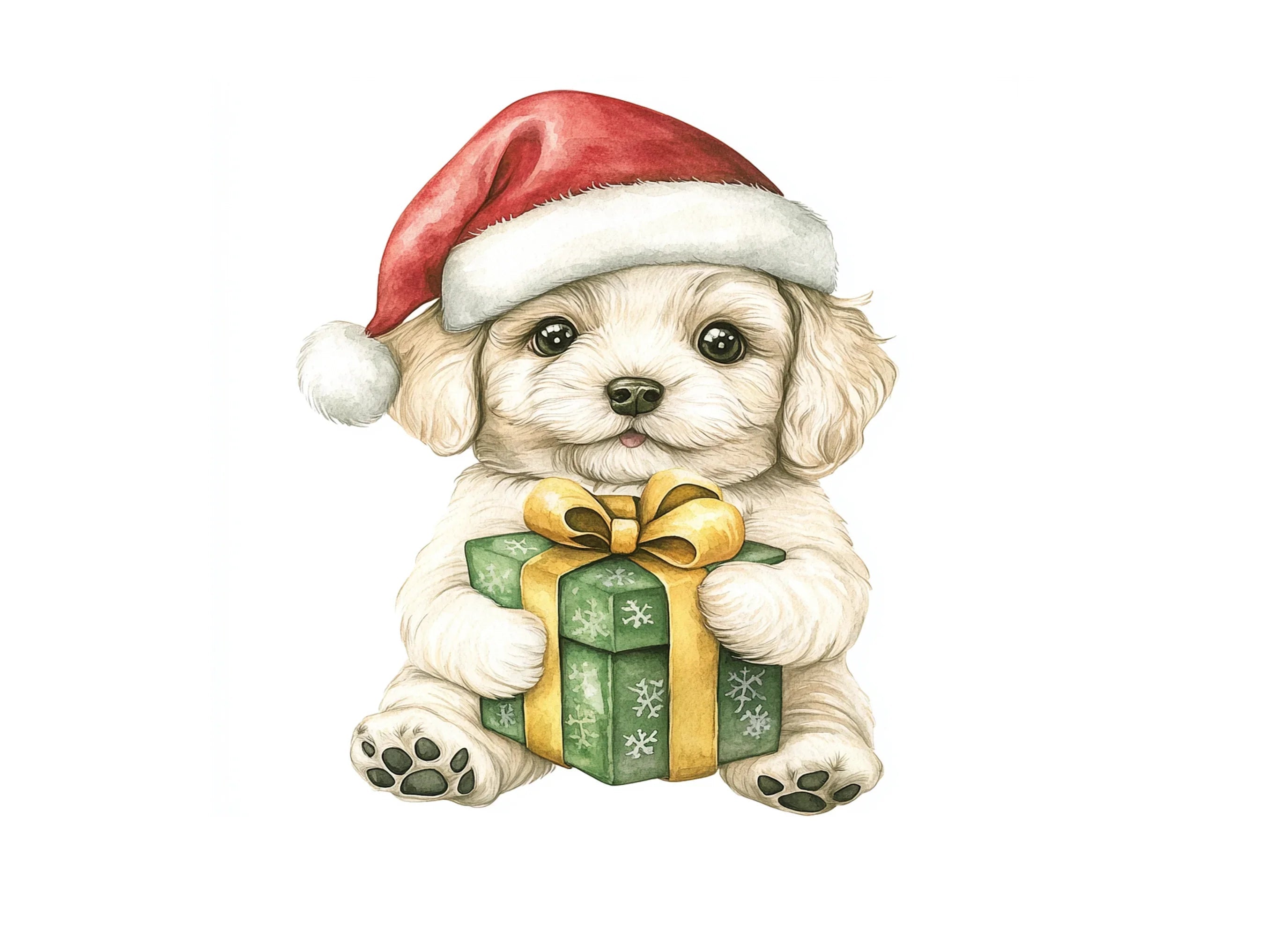 Cute Christmas Puppies with Gifts Clipart Bundle