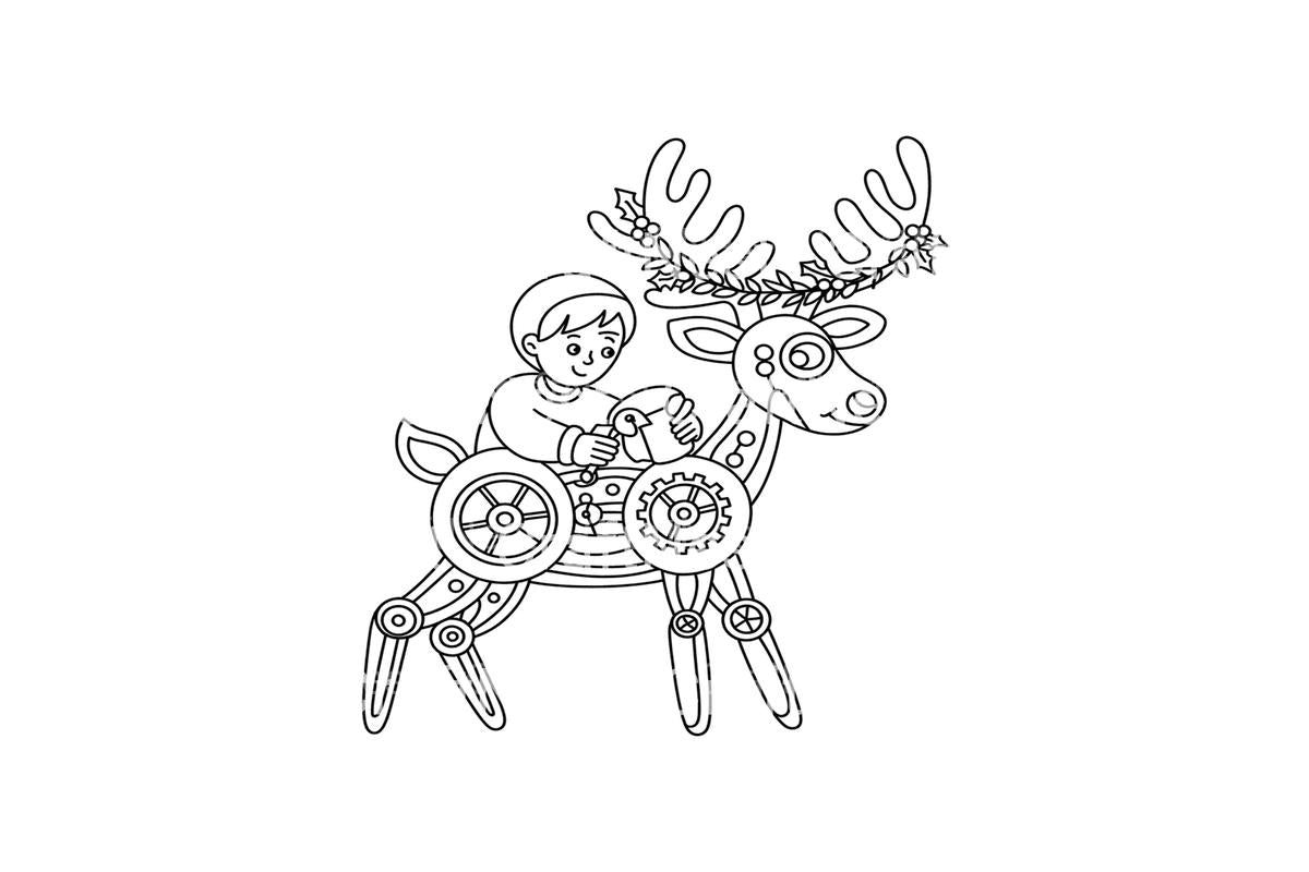 Steampunk Reindeer Adventure Coloring Books