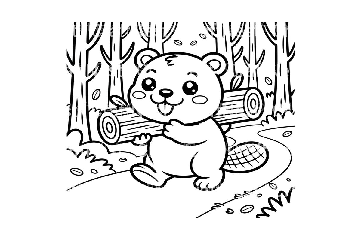 Cute Beaver Forest Adventure Coloring Books