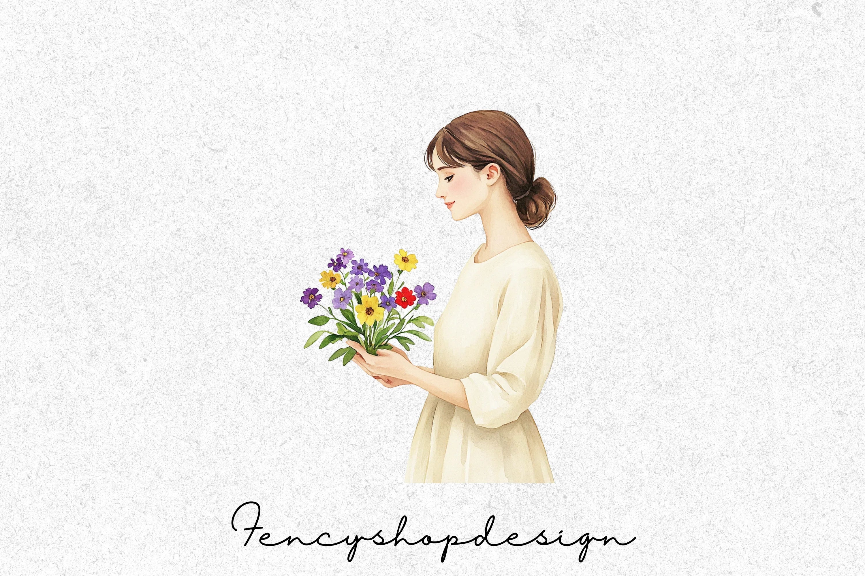 Elegant Floral Women Clipart Bundle
