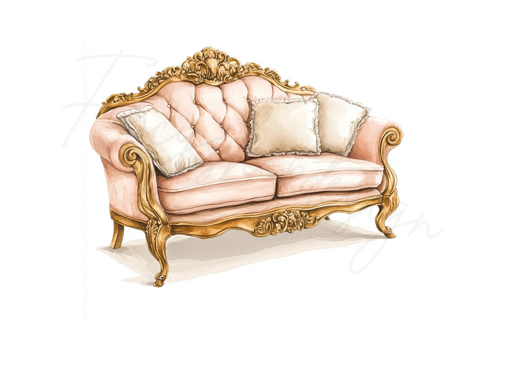 Luxury Vintage Sofas Clipart Bundle