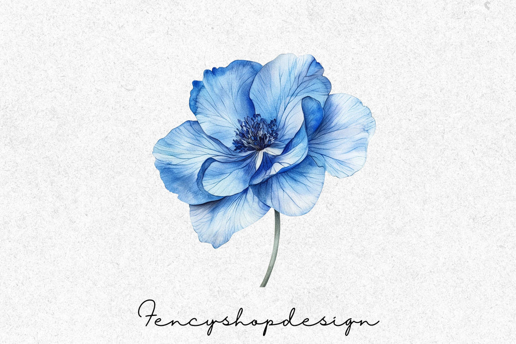 Elegant Blue Floral Clipart Bundle