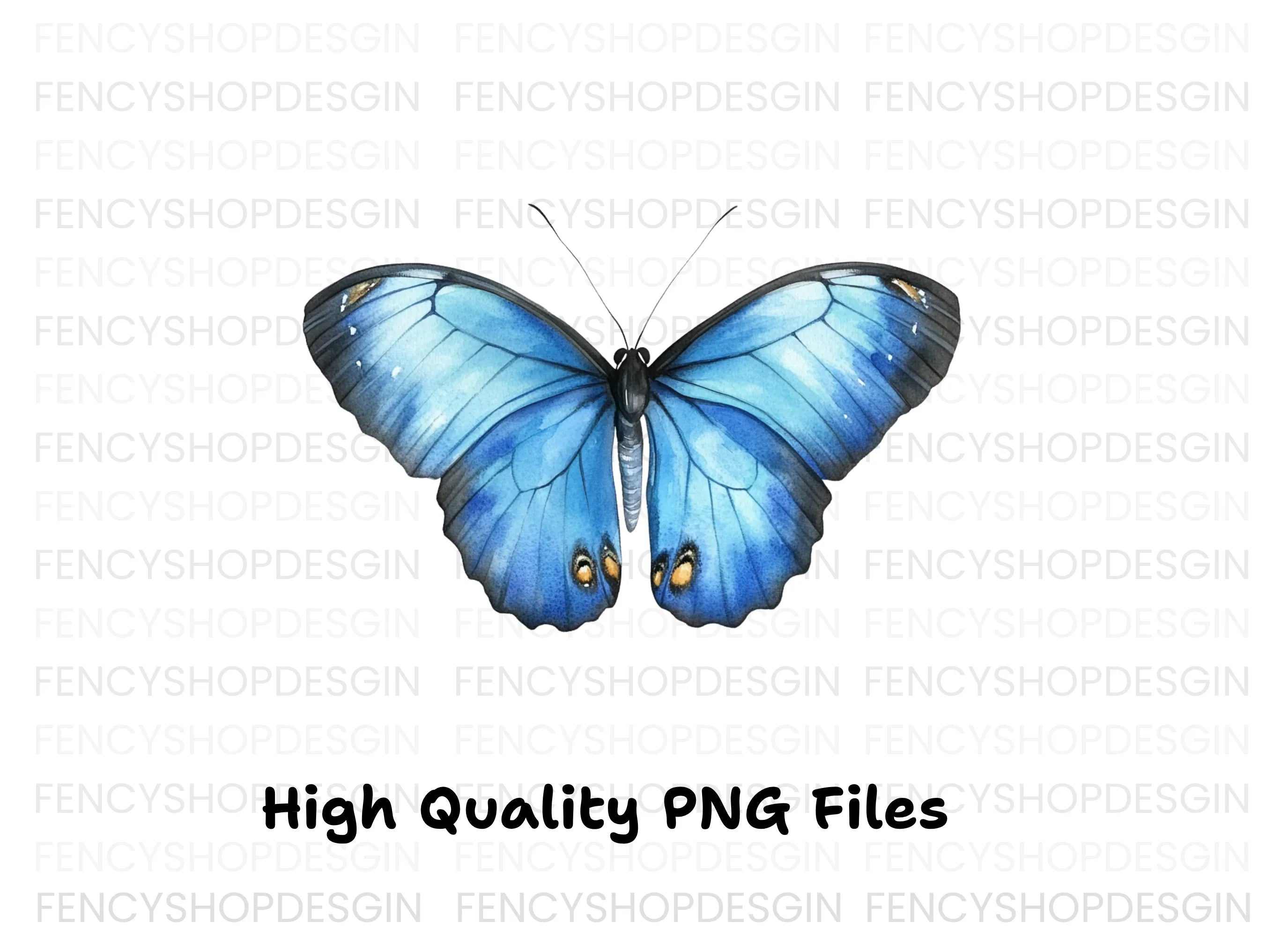Blue Butterfly Clipart Bundle