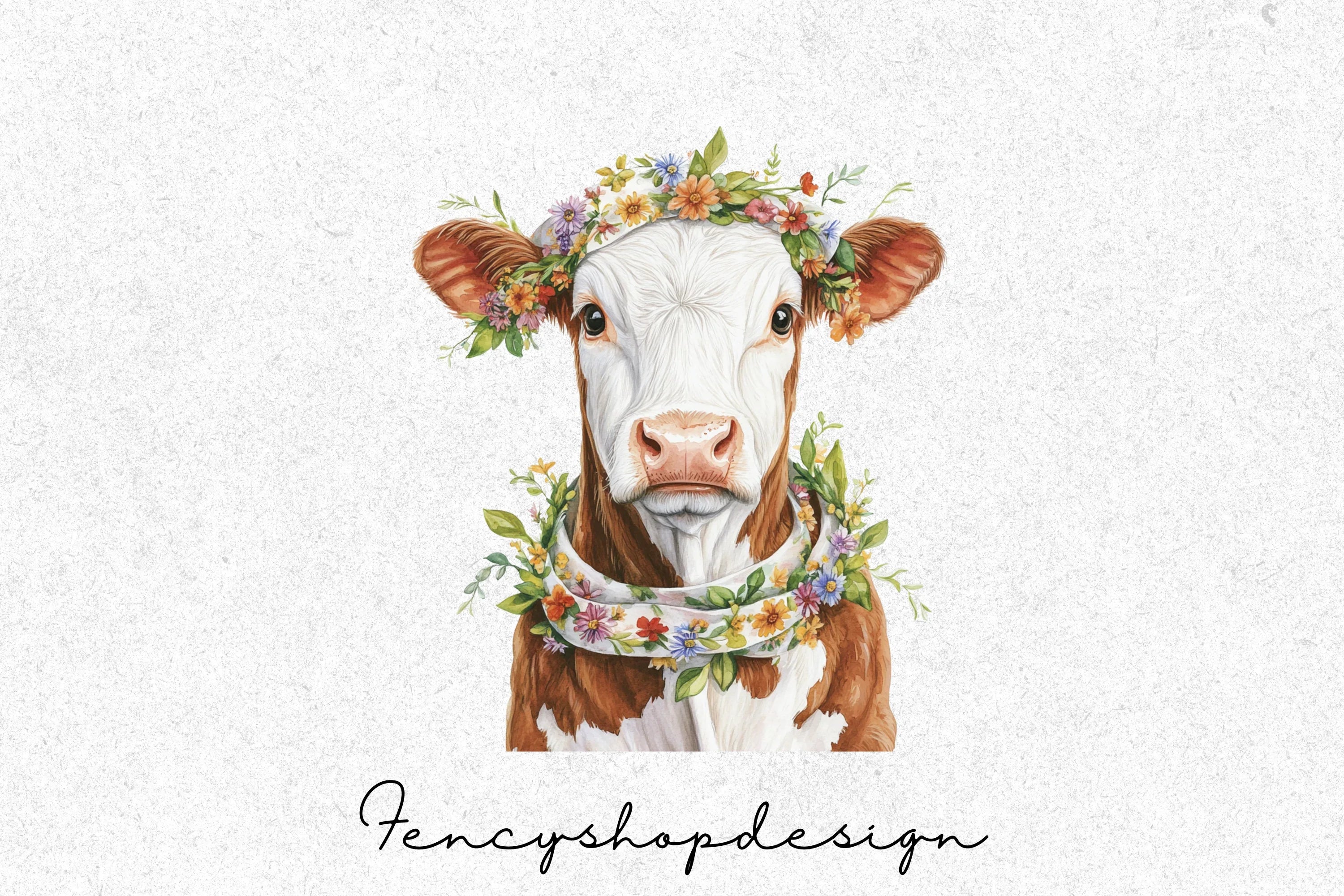 Adorable Floral Cow Clipart Bundle
