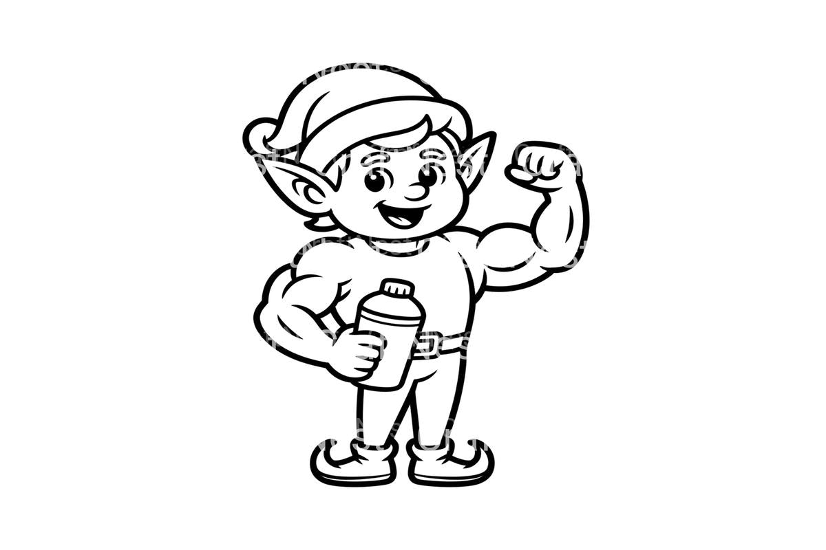 Strong Christmas Elf with Bottle Coloring Books