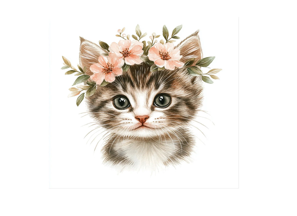 Cute Kitten Faces with Flower Crowns Clipart Bundle