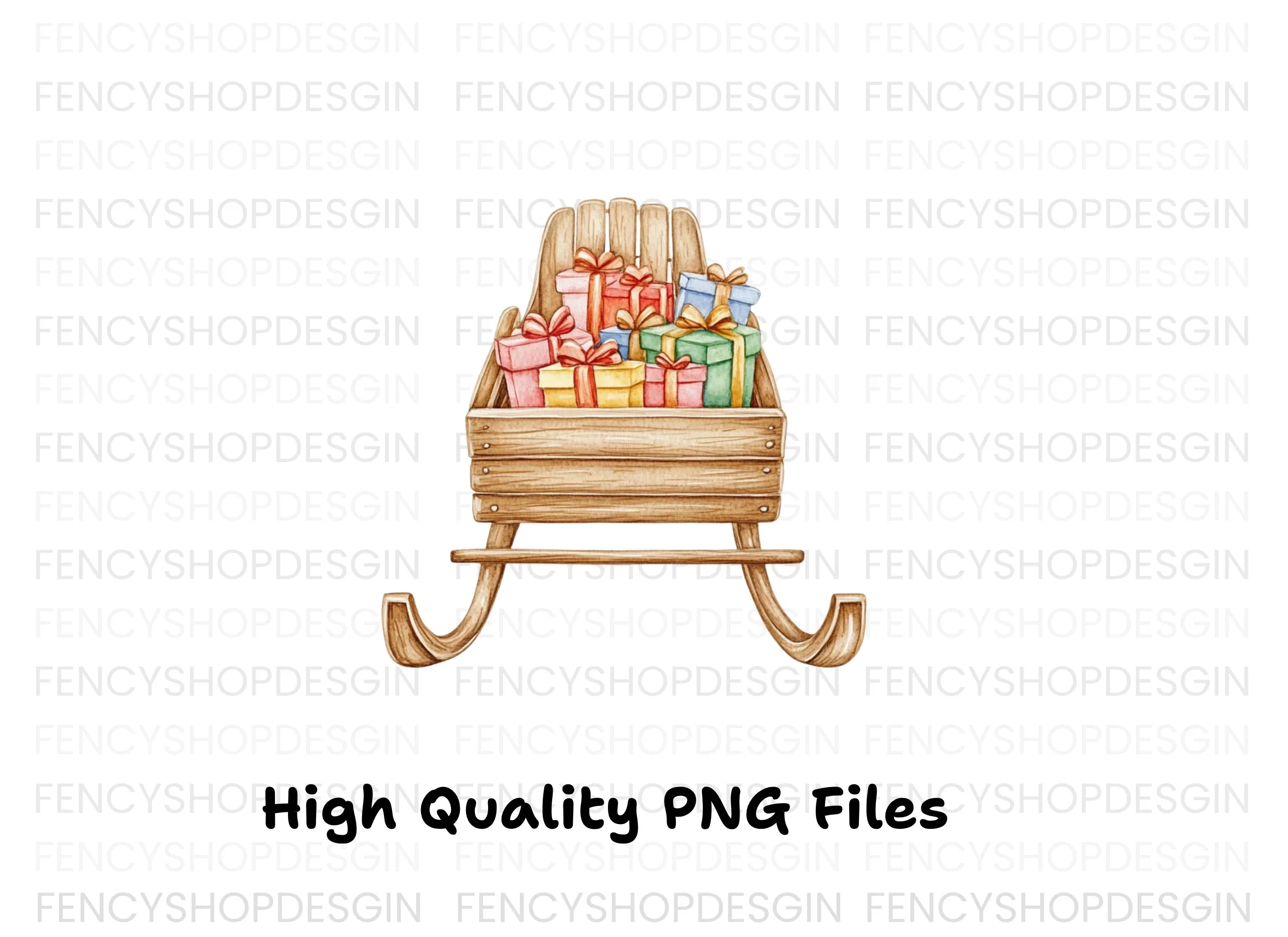 Christmas Sleigh with Gifts Clipart Bundle