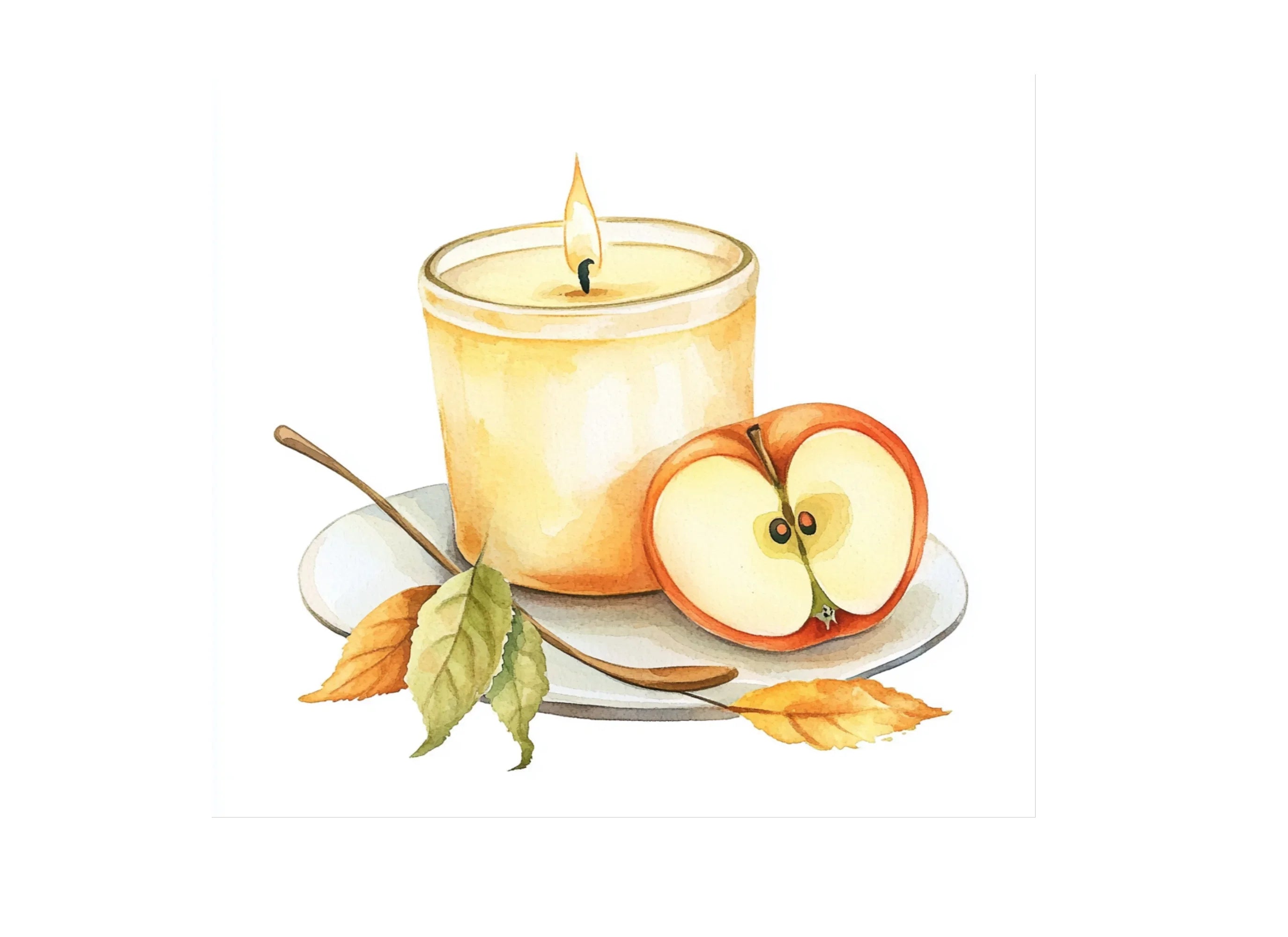 Apple Cinnamon Candle Clipart Bundle