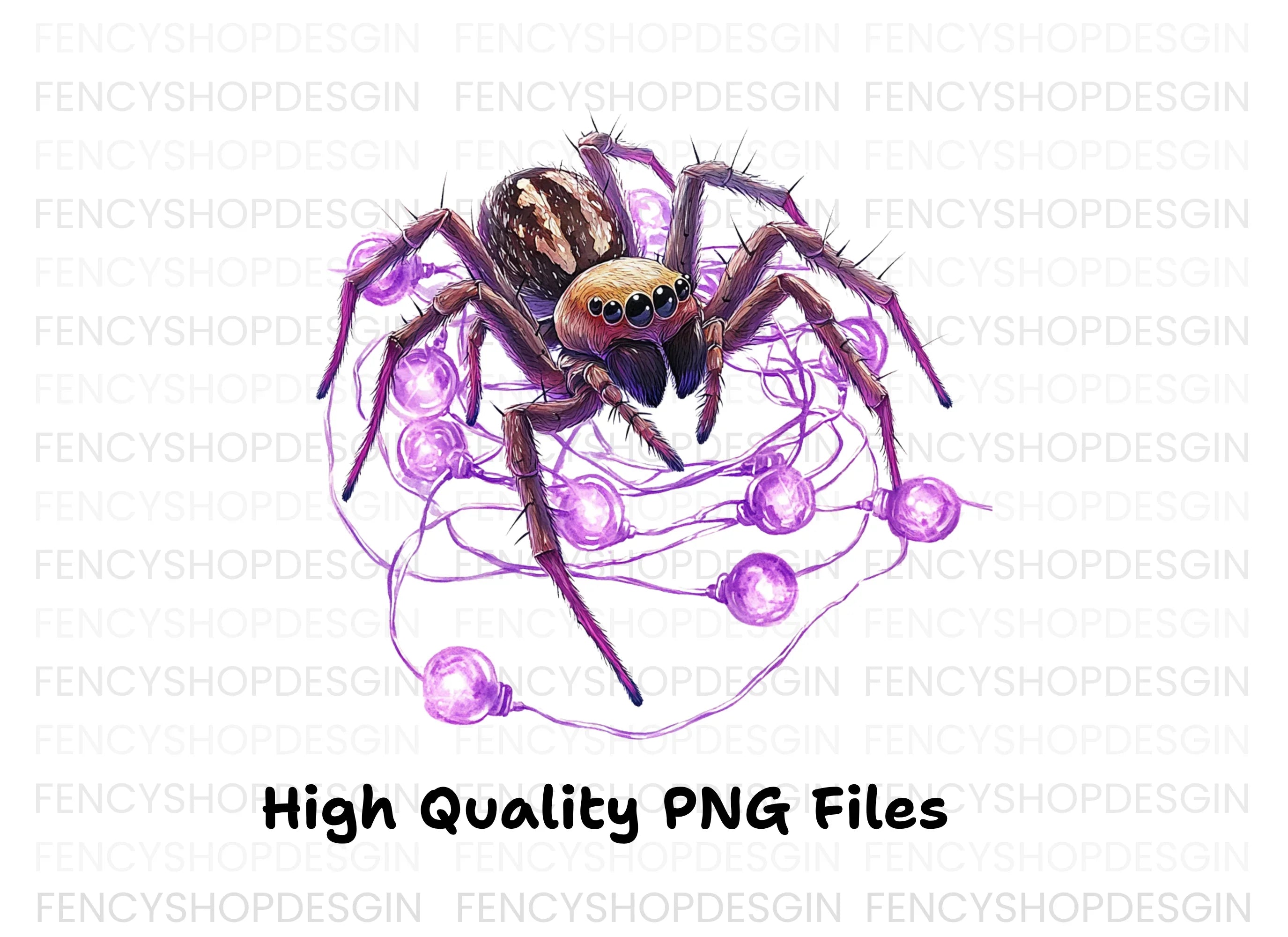 Jumping Spider with Purple Lights Clipart Bundle